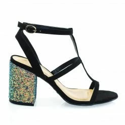 Bamboo New Appetite40 Chunky Block Heel Sandal, Gladiator T-Strap Sandal