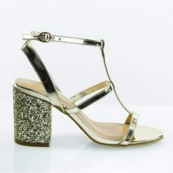 Bamboo New Appetite40 Chunky Block Heel Sandal, Gladiator T-Strap Sandal