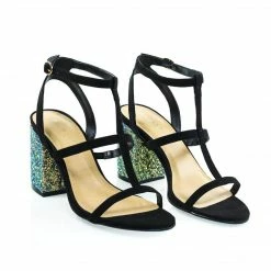 Bamboo New Appetite40 Chunky Block Heel Sandal, Gladiator T-Strap Sandal
