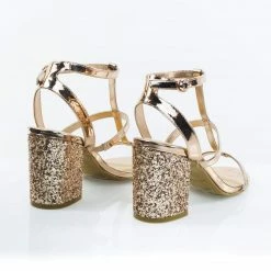 Bamboo New Appetite40 Chunky Block Heel Sandal, Gladiator T-Strap Sandal