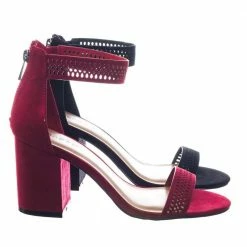 Appetite49 By Bamboo Retro Medium Chunky Block Heel Ankle Strap Sandal W Perforated Holes New