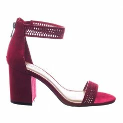 Appetite49 By Bamboo Retro Medium Chunky Block Heel Ankle Strap Sandal W Perforated Holes New