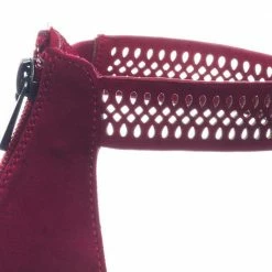 Appetite49 By Bamboo Retro Medium Chunky Block Heel Ankle Strap Sandal W Perforated Holes New