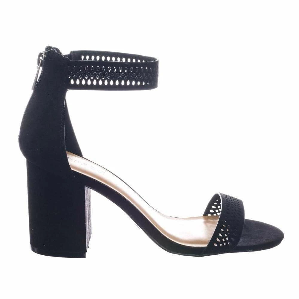 Appetite49 By Bamboo Retro Medium Chunky Block Heel Ankle Strap Sandal W Perforated Holes New