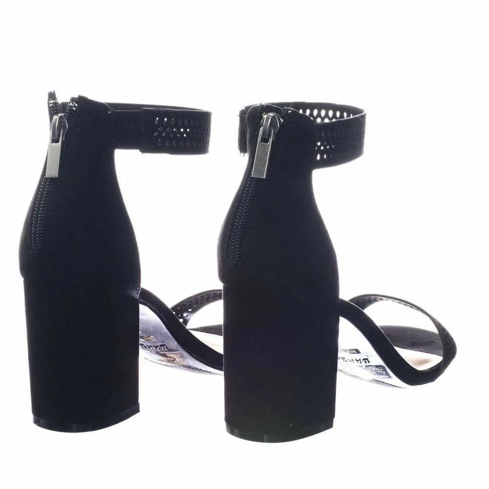 Appetite49 By Bamboo Retro Medium Chunky Block Heel Ankle Strap Sandal W Perforated Holes New