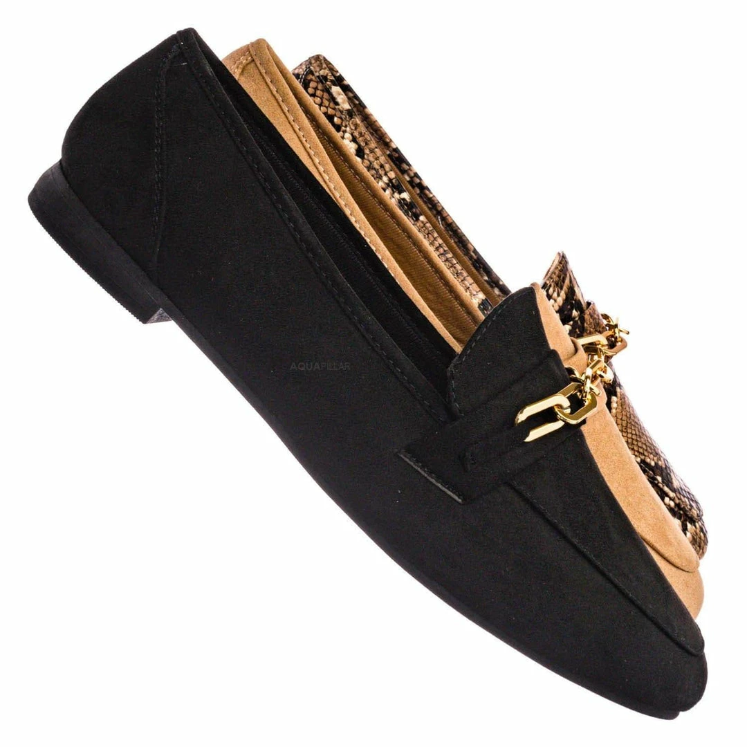 Bamboo Approach02 Penny Loafer Horsebit Gold Chain - Almond Toe Slip On Oxford Moccasin New