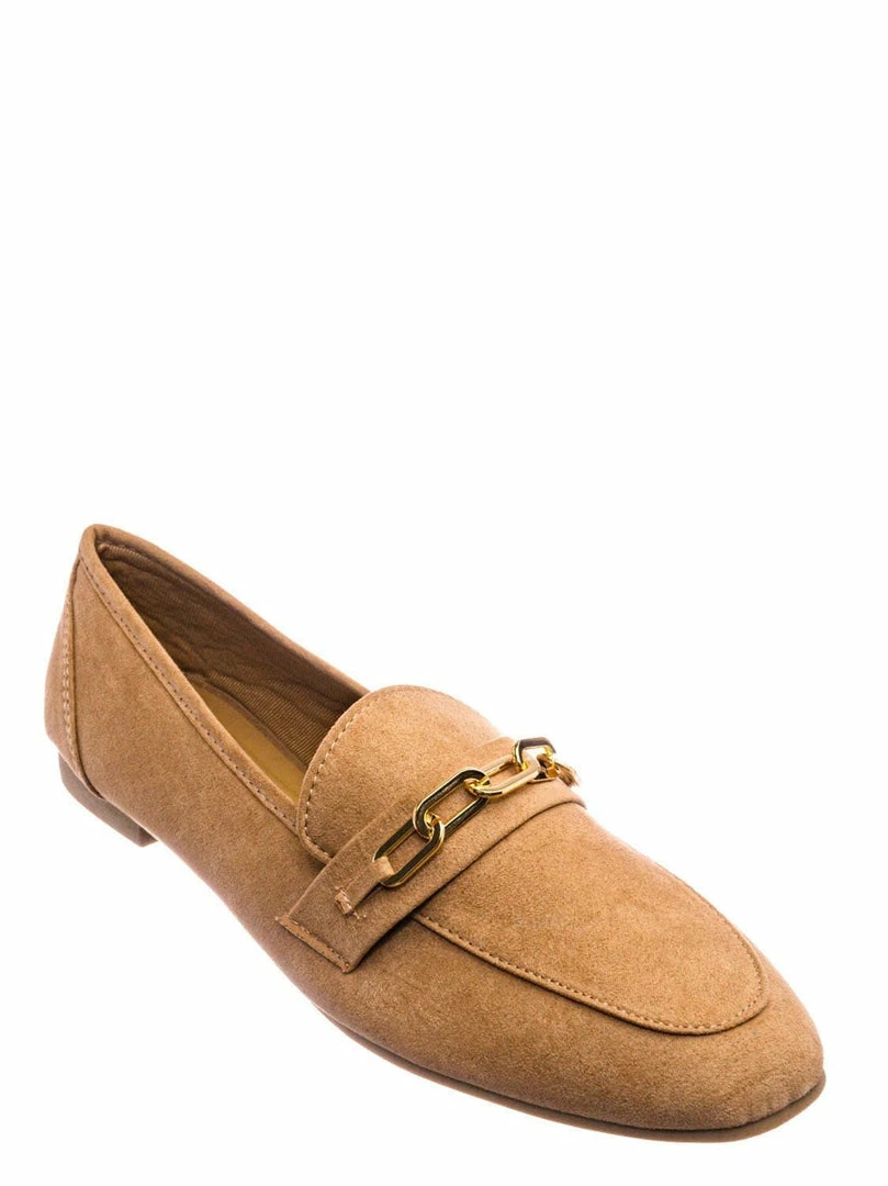 Bamboo Approach02 Penny Loafer Horsebit Gold Chain - Almond Toe Slip On Oxford Moccasin New