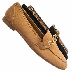 Bamboo Approach02 Penny Loafer Horsebit Gold Chain - Almond Toe Slip On Oxford Moccasin New
