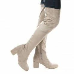 Autumn04S By Bamboo, Over Knee OTK Pull On High Block Heel Boots
