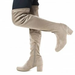 Autumn04S By Bamboo, Over Knee OTK Pull On High Block Heel Boots