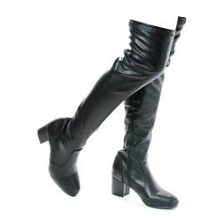 Autumn04S By Bamboo, Over Knee OTK Pull On High Block Heel Boots
