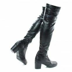 Autumn04S By Bamboo, Over Knee OTK Pull On High Block Heel Boots