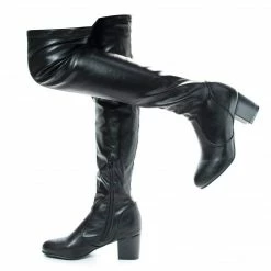 Autumn04S By Bamboo, Over Knee OTK Pull On High Block Heel Boots