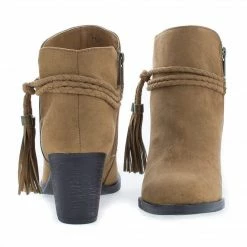 New Avenge11M By Bamboo, Almond Toe Tassel Chunky High Heel Ankle Boots