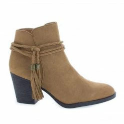 New Avenge11M By Bamboo, Almond Toe Tassel Chunky High Heel Ankle Boots