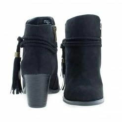 New Avenge11M By Bamboo, Almond Toe Tassel Chunky High Heel Ankle Boots