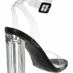 Bamboo Avenue06 Transparent Clear Dress Sandal - Perspex Vinyl Acrylic Strappy Shoe New