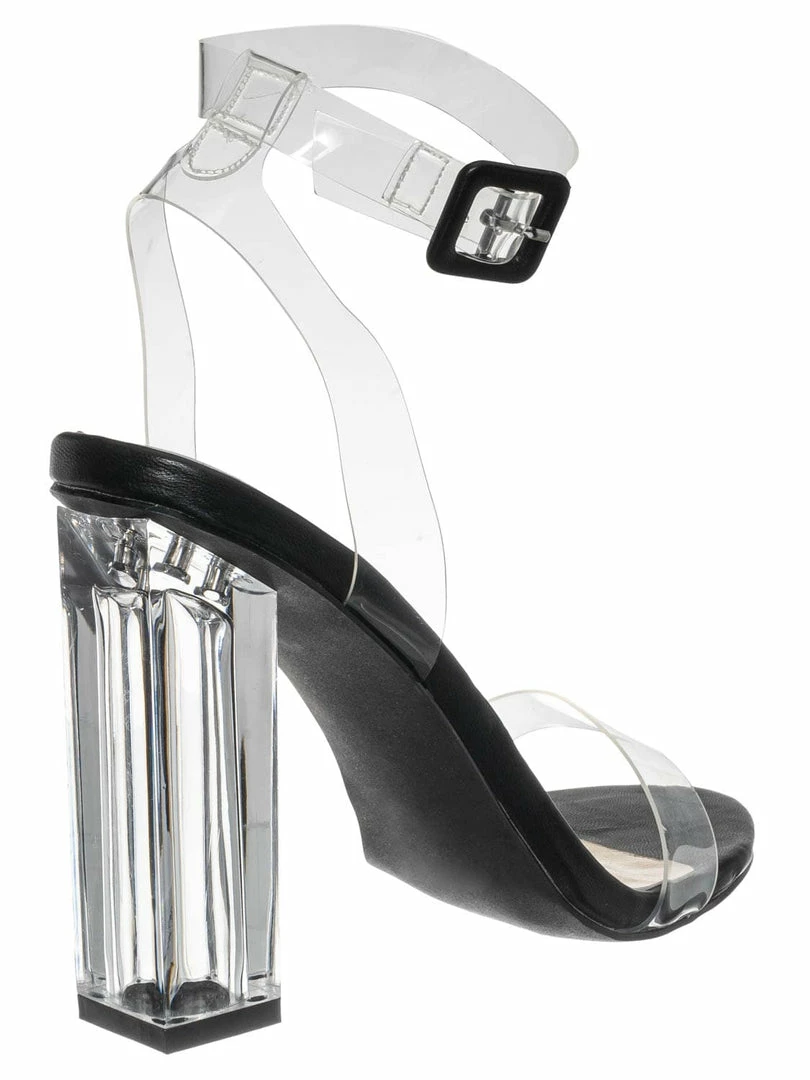 Bamboo Avenue06 Transparent Clear Dress Sandal - Perspex Vinyl Acrylic Strappy Shoe New
