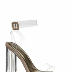 Bamboo Avenue06 Transparent Clear Dress Sandal - Perspex Vinyl Acrylic Strappy Shoe New