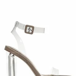 Bamboo Avenue06 Transparent Clear Dress Sandal - Perspex Vinyl Acrylic Strappy Shoe New