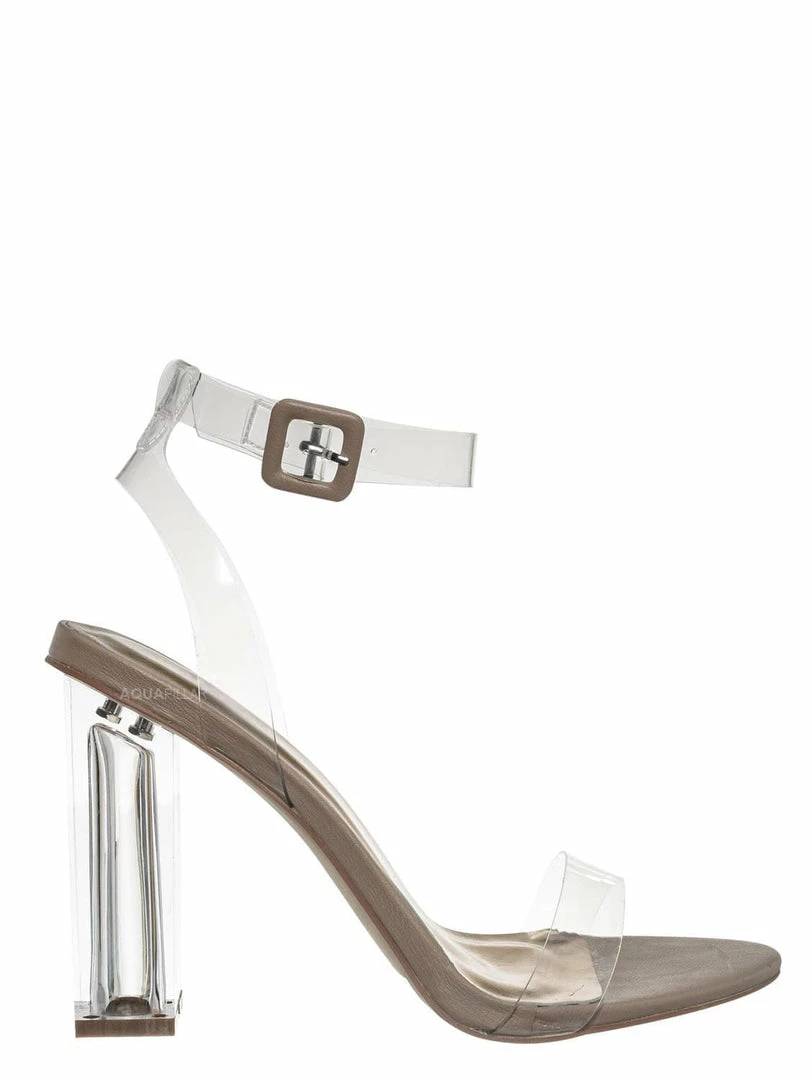 Bamboo Avenue06 Transparent Clear Dress Sandal - Perspex Vinyl Acrylic Strappy Shoe New