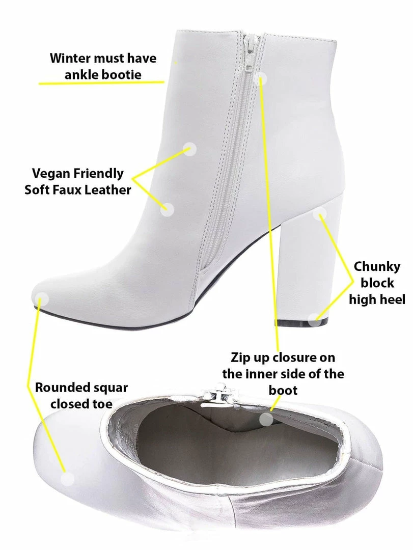 Bamboo New Awake01 Classic Block Heel Bootie - Womens Chunky Ankle Dress Boots