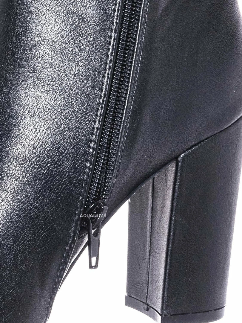 Bamboo New Awake01 Classic Block Heel Bootie - Womens Chunky Ankle Dress Boots