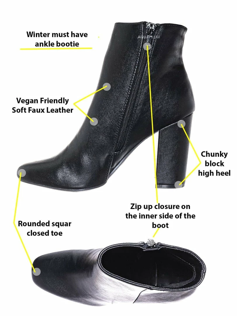 Bamboo New Awake01 Classic Block Heel Bootie - Womens Chunky Ankle Dress Boots