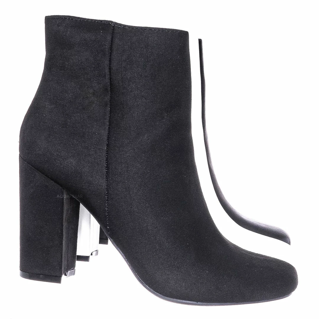 Bamboo New Awake01 Classic Block Heel Bootie - Womens Chunky Ankle Dress Boots