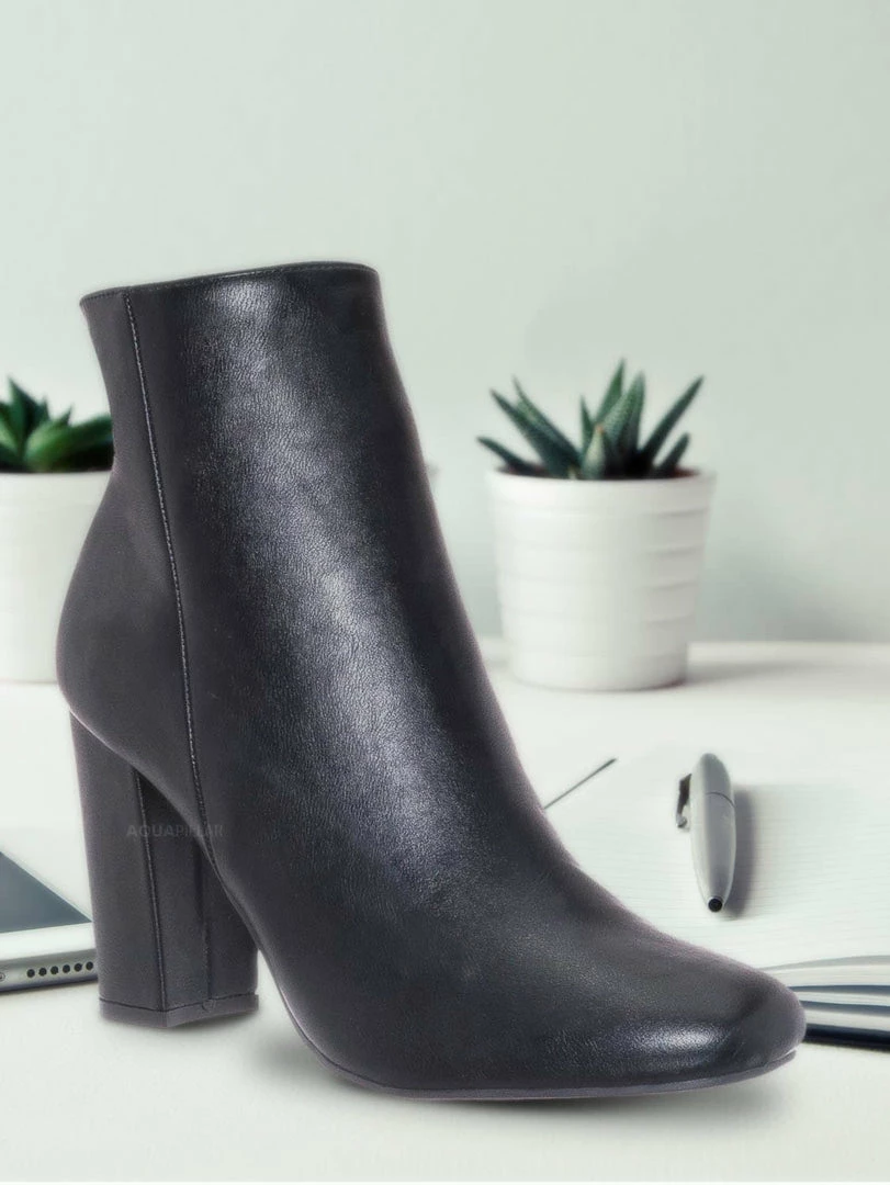 Bamboo New Awake01 Classic Block Heel Bootie - Womens Chunky Ankle Dress Boots
