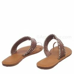 Bamboo Barton15 Vintage Flat Toe Ring Slide On Sandal - Women Flat Tstrap Braided Shoe New