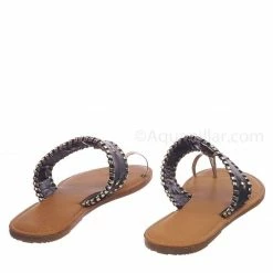 Bamboo Barton15 Vintage Flat Toe Ring Slide On Sandal - Women Flat Tstrap Braided Shoe New