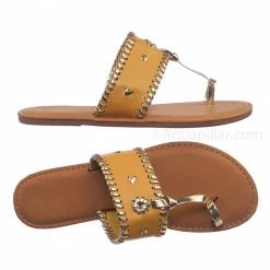 Bamboo Barton15 Vintage Flat Toe Ring Slide On Sandal - Women Flat Tstrap Braided Shoe New