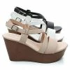 New Becca09 By Bamboo, Criss Cross Cut Out Ankle Strap Open Toe Platform Wedge Sandal