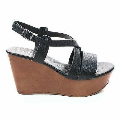 New Becca09 By Bamboo, Criss Cross Cut Out Ankle Strap Open Toe Platform Wedge Sandal