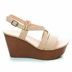 New Becca09 By Bamboo, Criss Cross Cut Out Ankle Strap Open Toe Platform Wedge Sandal