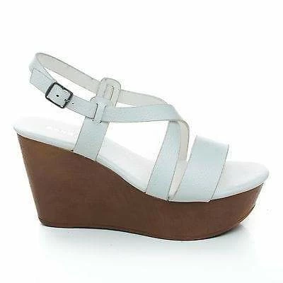 New Becca09 By Bamboo, Criss Cross Cut Out Ankle Strap Open Toe Platform Wedge Sandal