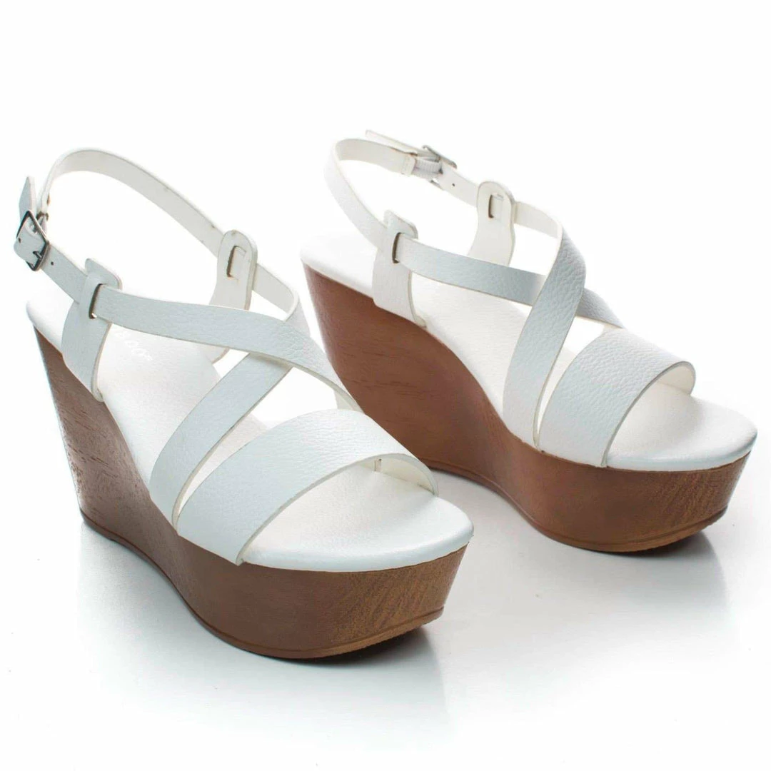 New Becca09 By Bamboo, Criss Cross Cut Out Ankle Strap Open Toe Platform Wedge Sandal