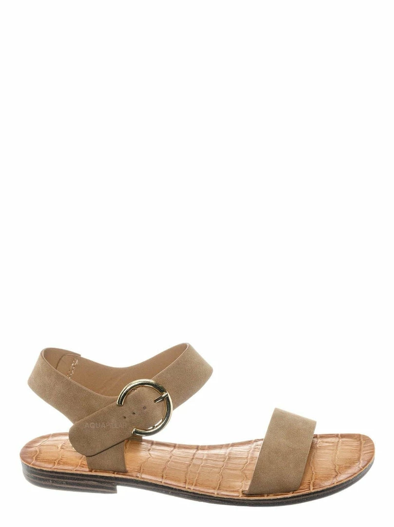 Bamboo New Belen Wide Band Flat Sandal - Womens Open Toe Summer Buckle Beachwear
