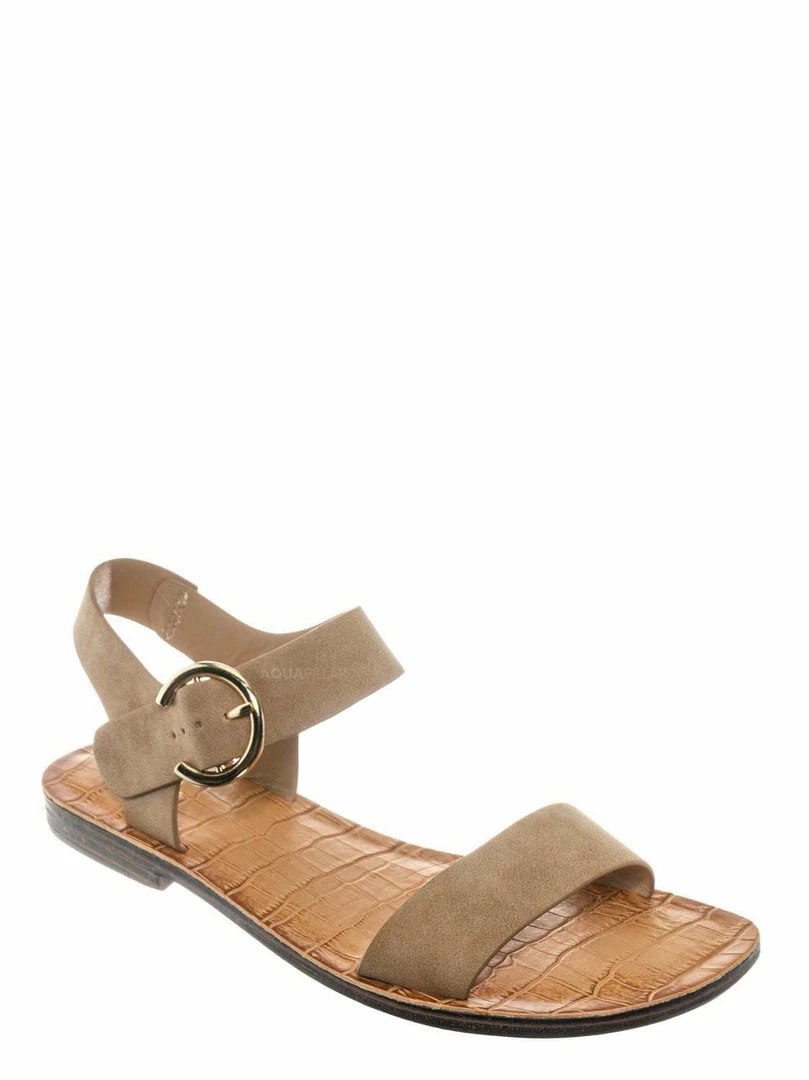 Bamboo New Belen Wide Band Flat Sandal - Womens Open Toe Summer Buckle Beachwear
