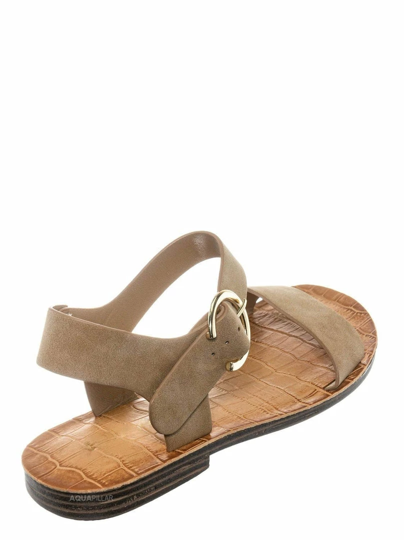 Bamboo New Belen Wide Band Flat Sandal - Womens Open Toe Summer Buckle Beachwear
