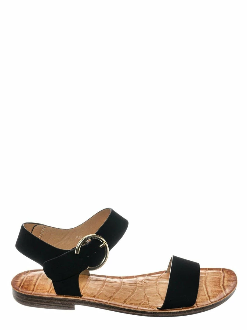 Bamboo New Belen Wide Band Flat Sandal - Womens Open Toe Summer Buckle Beachwear