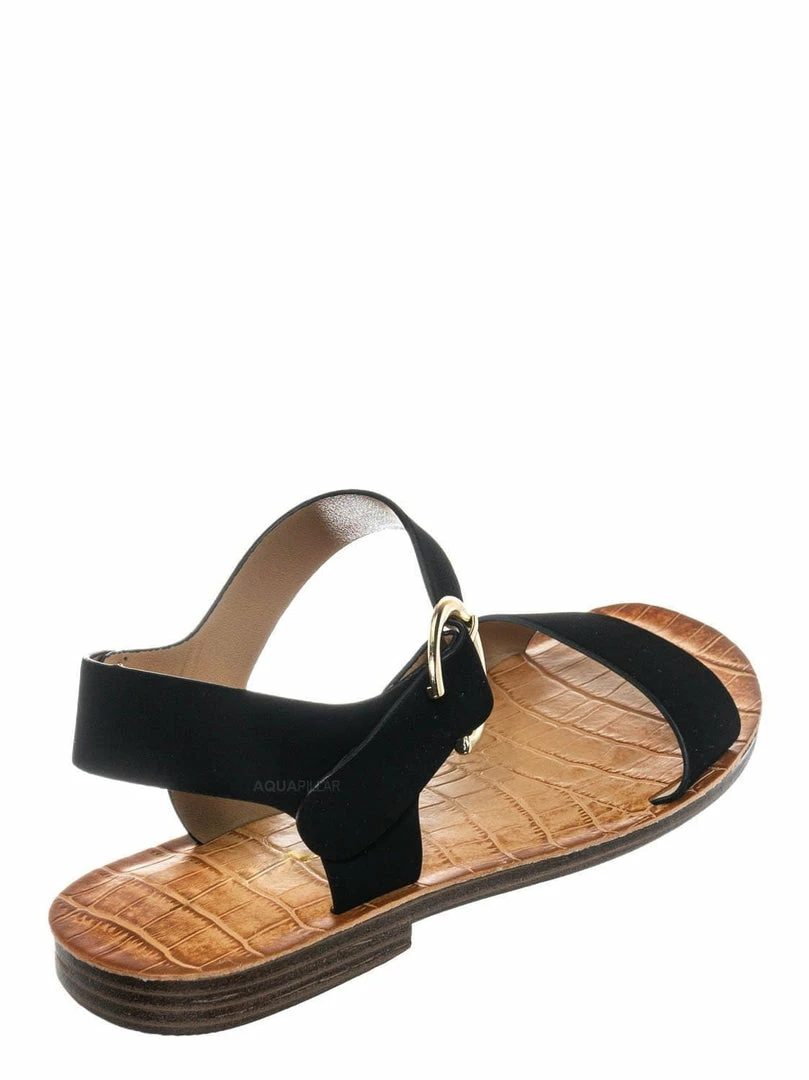 Bamboo New Belen Wide Band Flat Sandal - Womens Open Toe Summer Buckle Beachwear