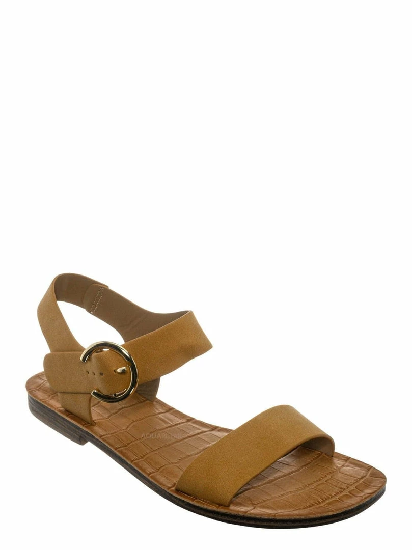 Bamboo New Belen Wide Band Flat Sandal - Womens Open Toe Summer Buckle Beachwear