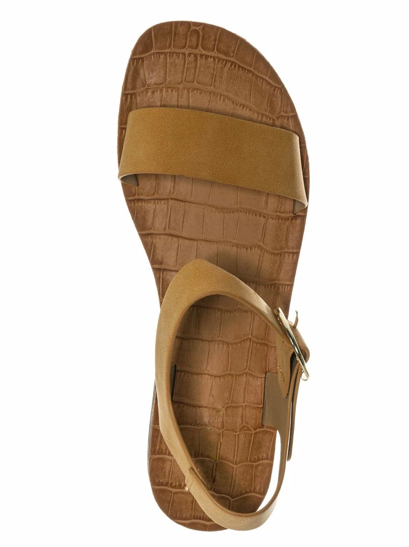 Bamboo New Belen Wide Band Flat Sandal - Womens Open Toe Summer Buckle Beachwear