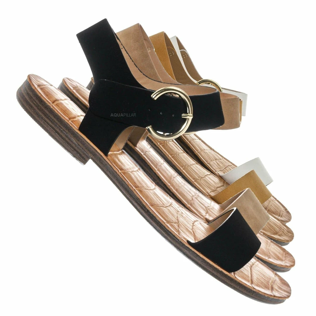Bamboo New Belen Wide Band Flat Sandal - Womens Open Toe Summer Buckle Beachwear