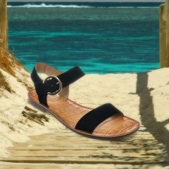 Bamboo New Belen Wide Band Flat Sandal - Womens Open Toe Summer Buckle Beachwear