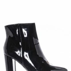 Bamboo New Bellflower09 Pointed Toe Block Heel Bootie - Women Croc & Suede Ankle Pump Boot