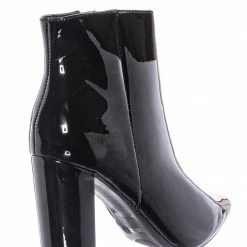 Bamboo New Bellflower09 Pointed Toe Block Heel Bootie - Women Croc & Suede Ankle Pump Boot