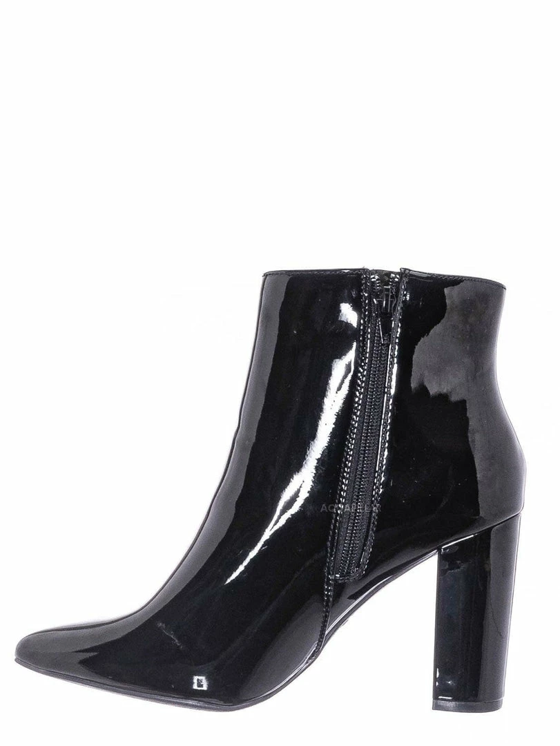 Bamboo New Bellflower09 Pointed Toe Block Heel Bootie - Women Croc & Suede Ankle Pump Boot